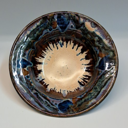 Click to view detail for #230767 Bowl, Blue/Red/Tan $22